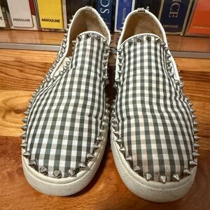 Christian Louboutin Studded Checkered Slip-On Sneakers